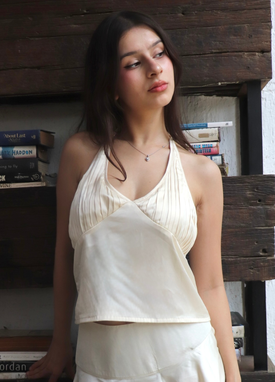 JULIET PLEATED HALTER TOP