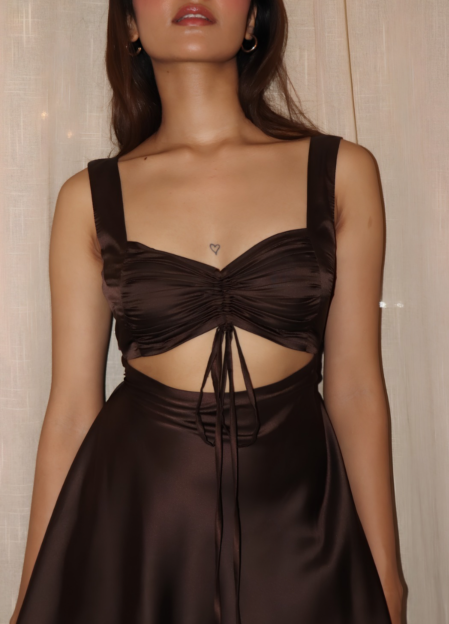 MOCHA WAIST-TIE MINI Dress
