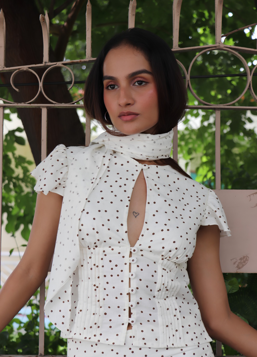 BLAIR POLKA TOP WITH SCARF