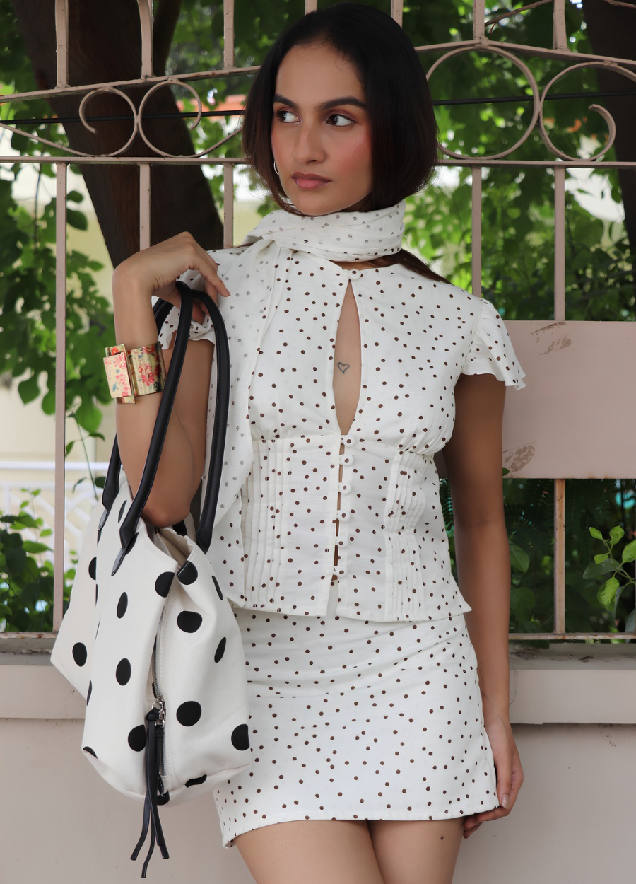 BLAIR POLKA TOP WITH SCARF